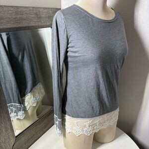 Elegant Gray Top with Lace Detail